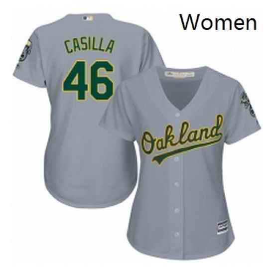 Womens Majestic Oakland Athletics 46 Santiago Casilla Authentic Grey Road Cool Base MLB Jersey
